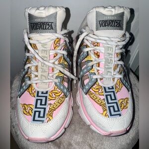 Versace Trigreca Pink and White Sneakers